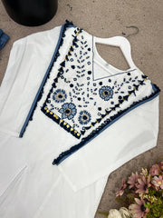 Awesome White Color Embroidery Work Co-ord Set