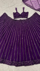Bridal Wear Purple Net Dori Work Lehenga Choli