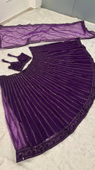 Bridal Wear Purple Net Dori Work Lehenga Choli