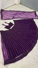 Bridal Wear Purple Net Dori Work Lehenga Choli