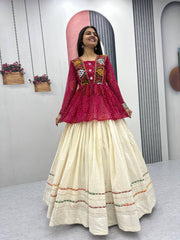 Navratri Wear Black Bandhej Print Gamthi Work Lehenga Choli