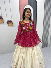 Navratri Wear Black Bandhej Print Gamthi Work Lehenga Choli