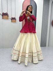 Navratri Wear Black Bandhej Print Gamthi Work Lehenga Choli