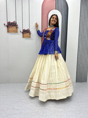 Navratri Wear Black Bandhej Print Gamthi Work Lehenga Choli