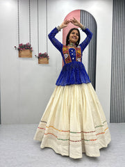 Navratri Wear Black Bandhej Print Gamthi Work Lehenga Choli