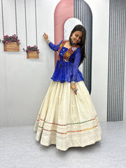 Navratri Wear Black Bandhej Print Gamthi Work Lehenga Choli