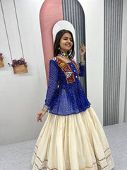 Navratri Wear Black Bandhej Print Gamthi Work Lehenga Choli
