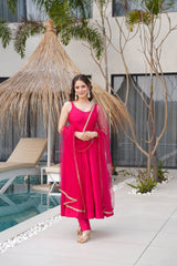 Ravishing Maroon Romansilk Anarkali Work Gown