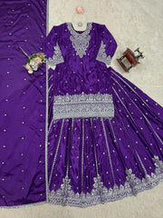Admiring Purple Sequence Work Top With Lehenga