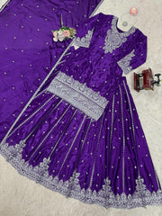 Admiring Purple Sequence Work Top With Lehenga