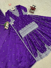 Admiring Purple Sequence Work Top With Lehenga