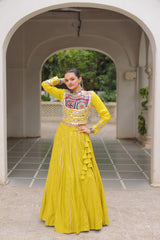 Maroon Roman Kutchi Gamthi Embroidered Lehenga Choli For Navratri
