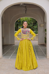 Maroon Roman Kutchi Gamthi Embroidered Lehenga Choli For Navratri
