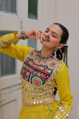 Maroon Roman Kutchi Gamthi Embroidered Lehenga Choli For Navratri