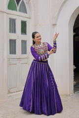 Maroon Roman Kutchi Gamthi Embroidered Lehenga Choli For Navratri