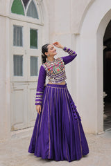 Maroon Roman Kutchi Gamthi Embroidered Lehenga Choli For Navratri