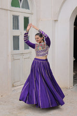 Maroon Roman Kutchi Gamthi Embroidered Lehenga Choli For Navratri