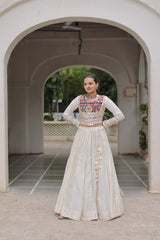 Maroon Roman Kutchi Gamthi Embroidered Lehenga Choli For Navratri