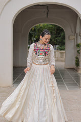 Maroon Roman Kutchi Gamthi Embroidered Lehenga Choli For Navratri