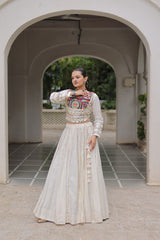 Maroon Roman Kutchi Gamthi Embroidered Lehenga Choli For Navratri