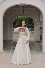 Maroon Roman Kutchi Gamthi Embroidered Lehenga Choli For Navratri
