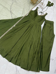 Lovely Mehndi Color Fully Faired Anarkali Suit