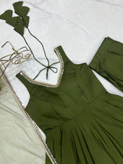 Lovely Mehndi Color Fully Faired Anarkali Suit