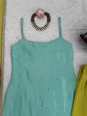 Classy Green Color Sequence Work Sharara Suit