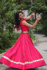 Navratri Wear Pink Kutchi Embroidered Work Lehenga Choli