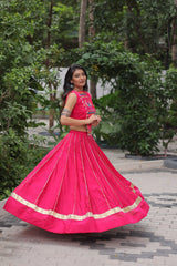 Navratri Wear Pink Kutchi Embroidered Work Lehenga Choli