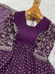 Admiring Purple Color Embroidery Work Sharara Suit