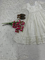Lovely White Color Georgette Sequence Work Anarkali Suit