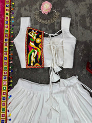 White Color Gamthi Work Lehenga Choli For Navratri Festival