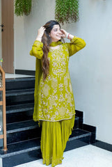 Ravishing Pink Color Sequence Work Georgette Sharara Suit