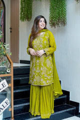 Ravishing Pink Color Sequence Work Georgette Sharara Suit