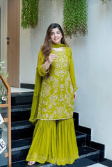 Ravishing Pink Color Sequence Work Georgette Sharara Suit
