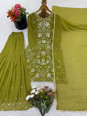 Ravishing Pink Color Sequence Work Georgette Sharara Suit