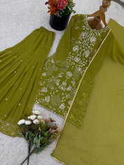 Ravishing Pink Color Sequence Work Georgette Sharara Suit