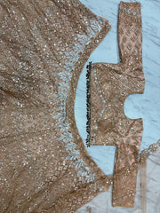 Wedding Collection Beige Color Net Embroidery Lehenga Choli
