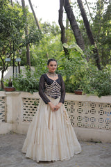 Pink Color Mirror Work Lehenga Choli For Navratri Wear