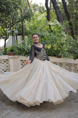 Pink Color Mirror Work Lehenga Choli For Navratri Wear