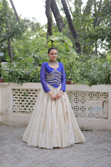 Pink Color Mirror Work Lehenga Choli For Navratri Wear