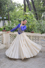 Pink Color Mirror Work Lehenga Choli For Navratri Wear