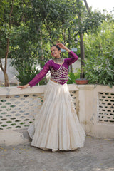 Pink Color Mirror Work Lehenga Choli For Navratri Wear