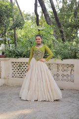 Pink Color Mirror Work Lehenga Choli For Navratri Wear