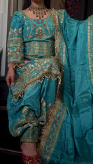 Exclusive Green Crepe with Sequence Work Dhoti Suit