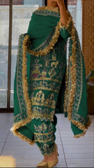 Exclusive Green Crepe with Sequence Work Dhoti Suit