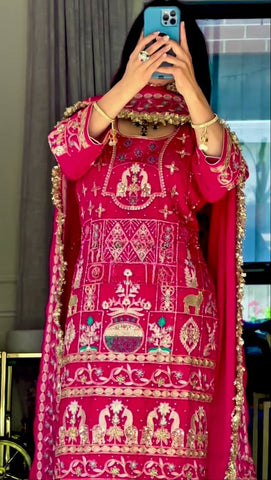Exclusive Green Crepe with Sequence Work Dhoti Suit