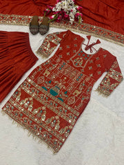Exclusive Green Crepe with Sequence Work Dhoti Suit