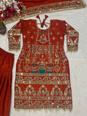 Exclusive Green Crepe with Sequence Work Dhoti Suit